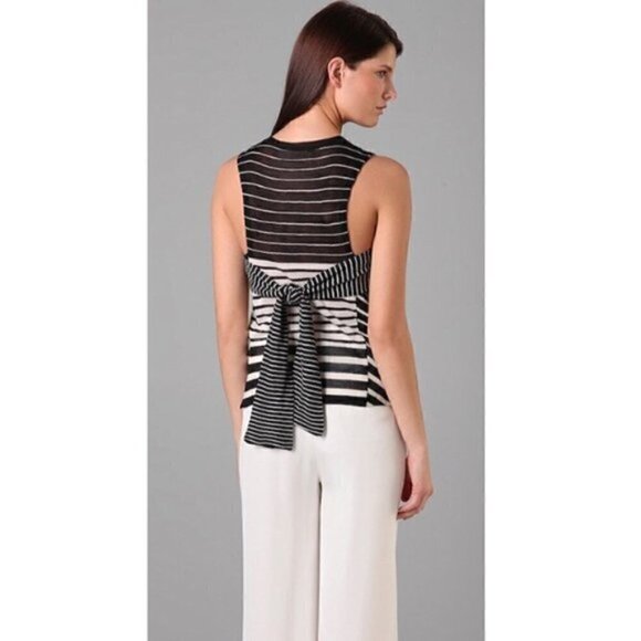 3.1 Phillip Lim Tank M Asymmetrical Striped Tie Back Wool Luxury Sheer - Picture 7 of 12